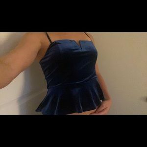 Express Dark Blue Velvet Tank Top